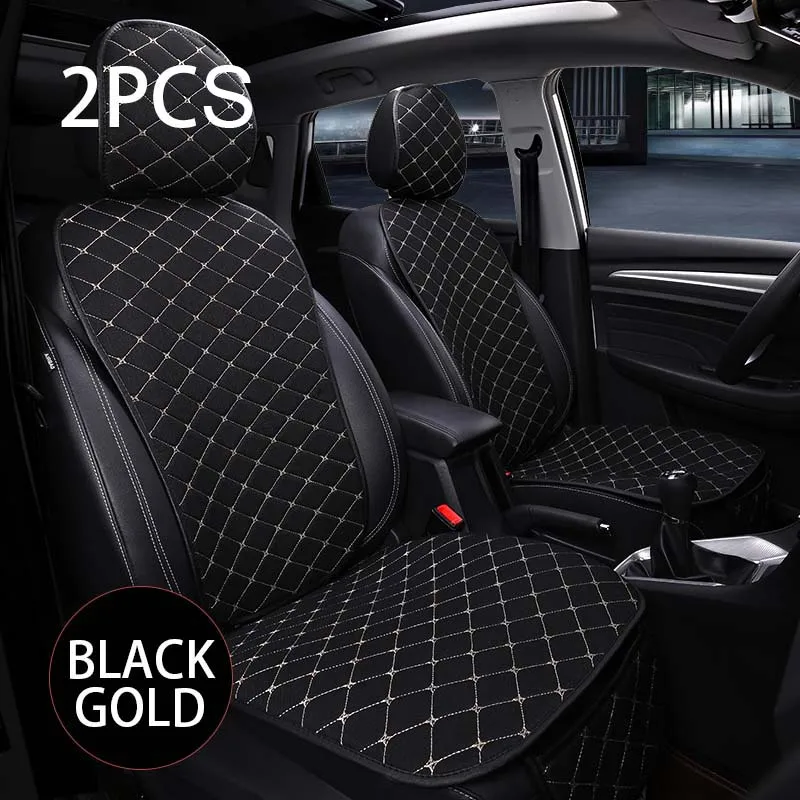 Front Black Gold 2pc SEAMETAL чехлы для сидений автомобиля льняная подушка для сидений автомобиля четыре сезона защита салона коврики универсальный набор сидений авто аксессуары - Название цвета: Front Black Gold 2pc
