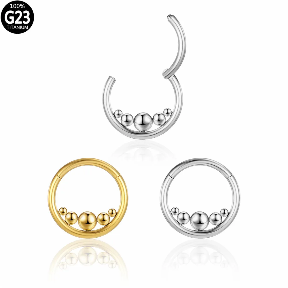 

G23 Titanium Hinged Segment Hoop Inside Ball Nose Ring Septum Clicker Daith Helix Ear Tragus Cartilage Labret Piercing Jewelry