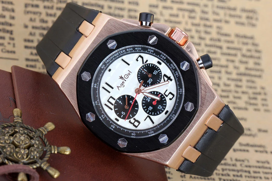 

Men's Luxury New Automatic Mechanical Movement Rose Gold Silver Stainless Steel Rubber Strap Sport Watches Gents Watch