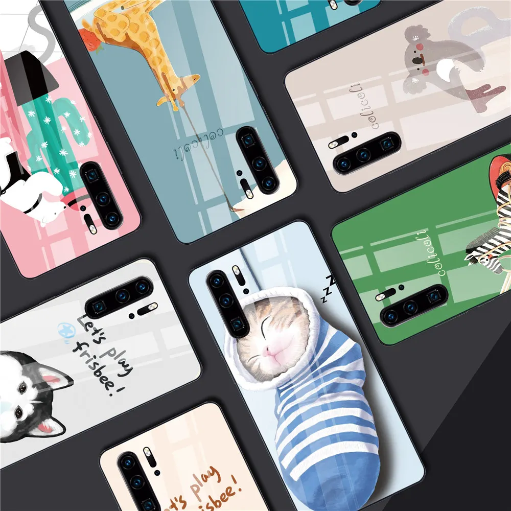 Милый чехол для телефона с котом и собакой huawei P30 P20 Lite mate 20 P smart Z Nova 3 глянцевый из