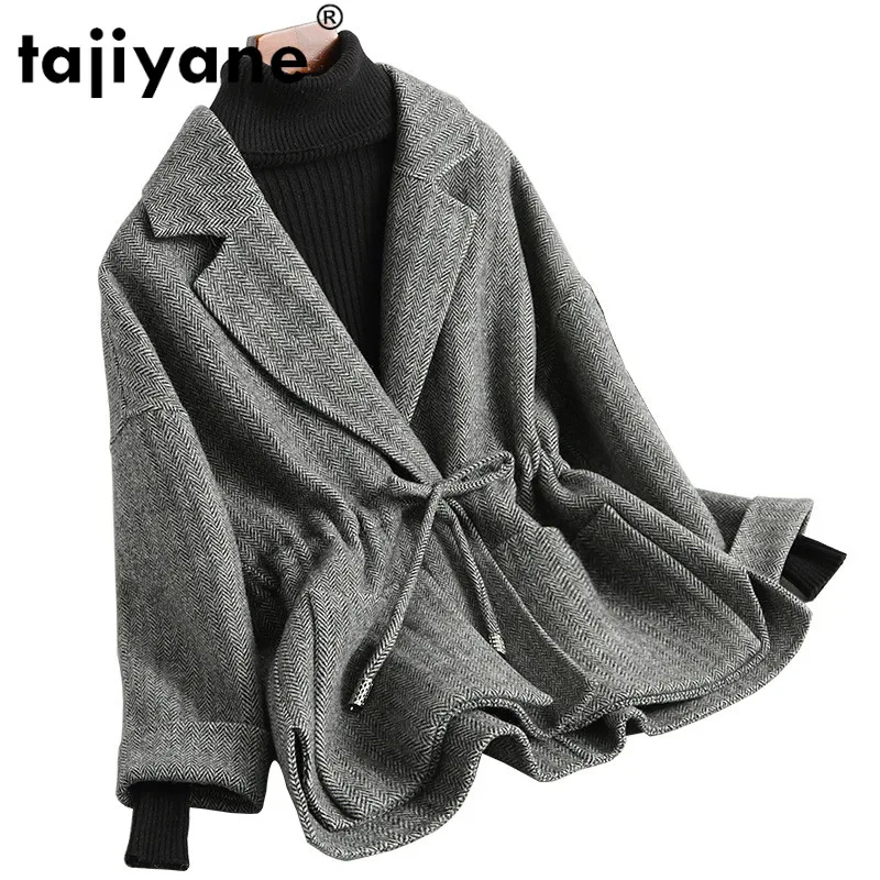 

Real Fur Coat Korean Vintage Wool Jacket Spring Autumn Coat Women Clothes 2021 Streetwear Women Tops Double-sided Woolen Coat