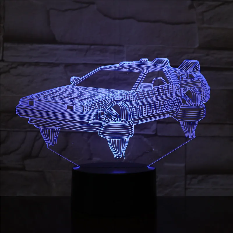 Задняя в будущее Автомобильная 3D лампа хороший подарок для кинофанатов Ночная батарея управляемая светодиодная ночник лампа Быстрая