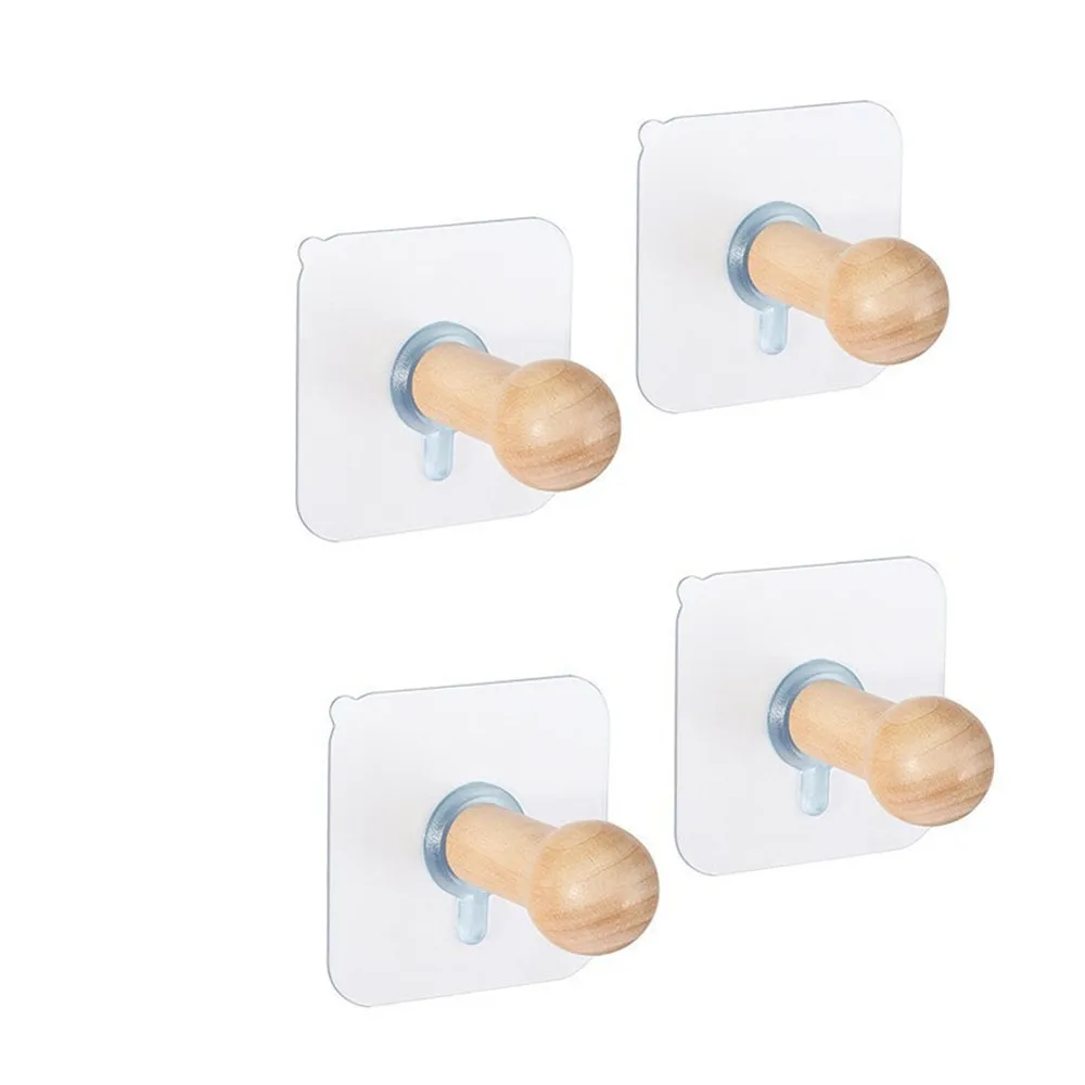 4 шт. клейкие деревянные крючки гвозди для хранения шляп настенный крючок двери