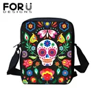 FORUDESIGNS, брендовые дизайнерские женские маленькие боковые сумки с изображением Дня мертвых сахаров, черепа, дорожные сумки через плечо для девочек-подростков, сумка на молнии