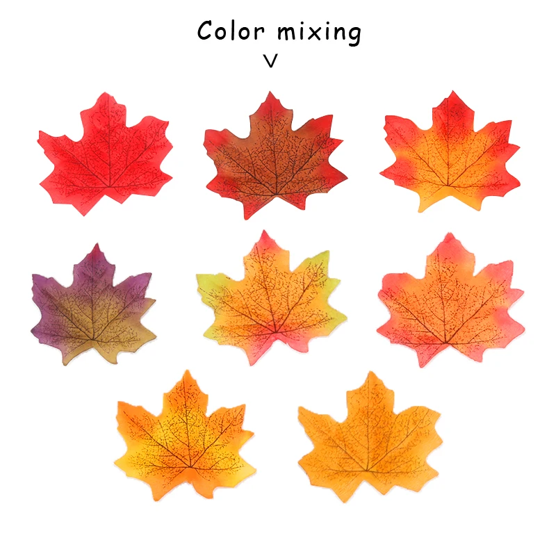 

50pcs Artificial Autumn Maple Leaves Fake Fall Simulation Leaf Halloween Party Decor Christmas Thanksgiving Table Decorations