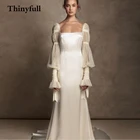 Современное длинное пляжное свадебное платье без бретелек трапециевидного силуэта с расклешенными рукавами 2022 свадебное платье принцессы платья для невесты