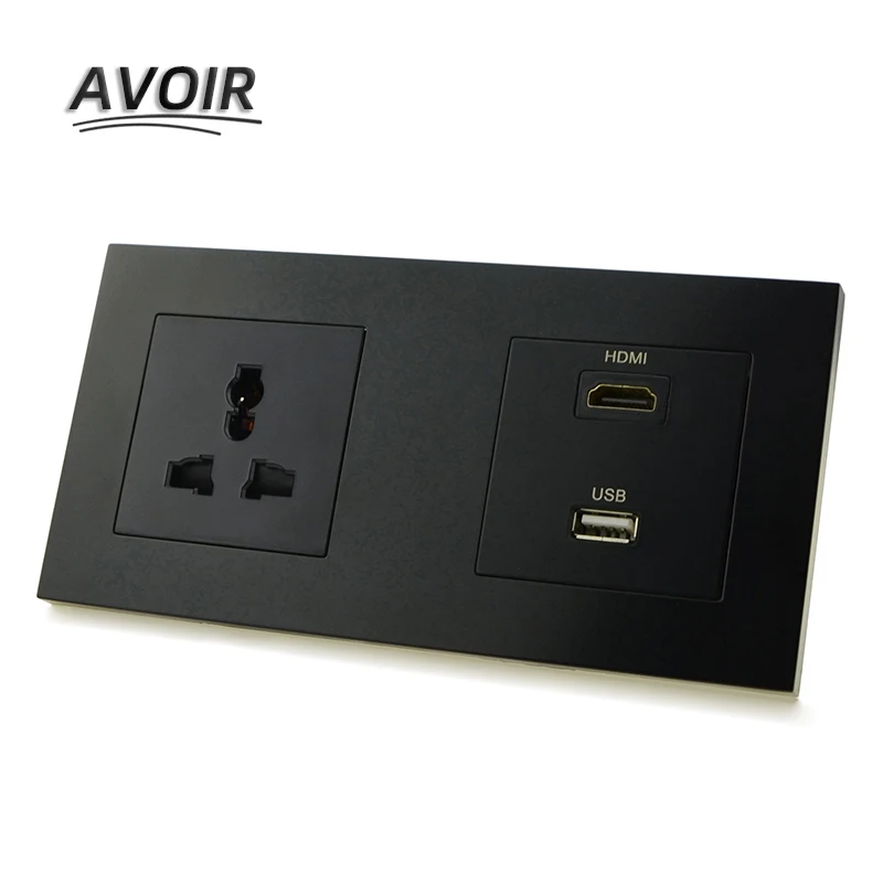 

Avoir Universal Standard Plug Wall Plastic Panel Socket Electrical Outlet HDMI USB TV Port Socket Wall Power Socket