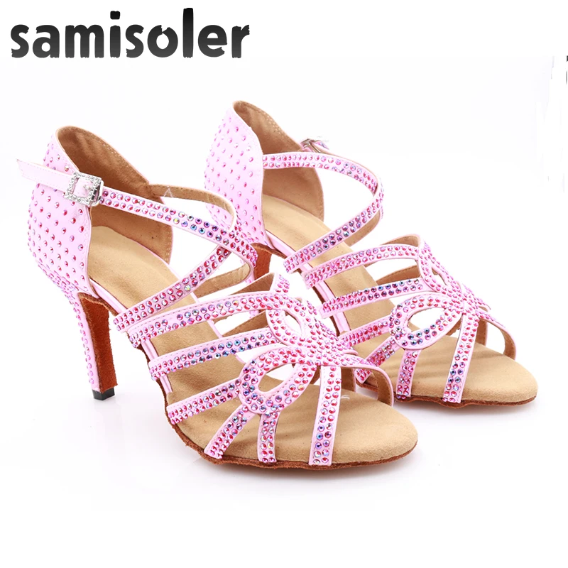 Женские туфли для латиноамериканских танцев Samisoler розовые бальных латинских со