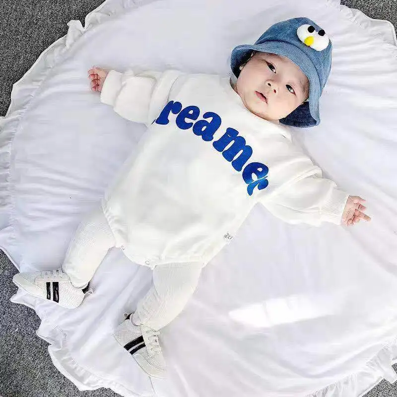 

Young Children's Clothing Spring Autumn Baby Long-sleeved Padded Jumpsuit 100% COTTON Boy Girl Baby O'Neck Sweater Romper