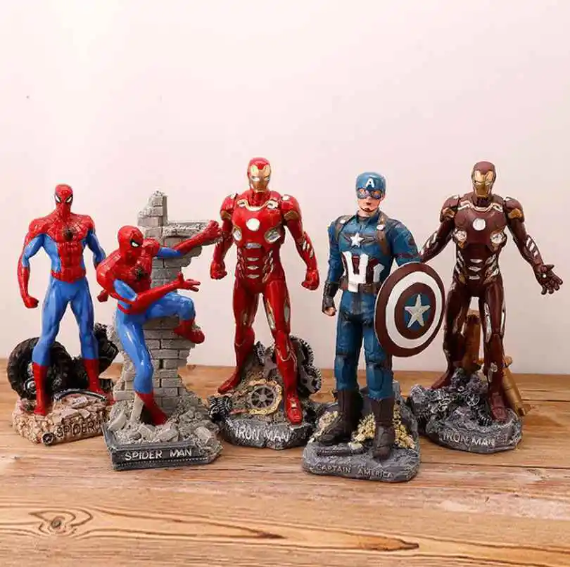 Экшн Мстители Капитан Америка фигурка игрушки; Железный человек паук Marvel коллекция Смола Модель Кукла игрушка для детей подарок на день рождения
