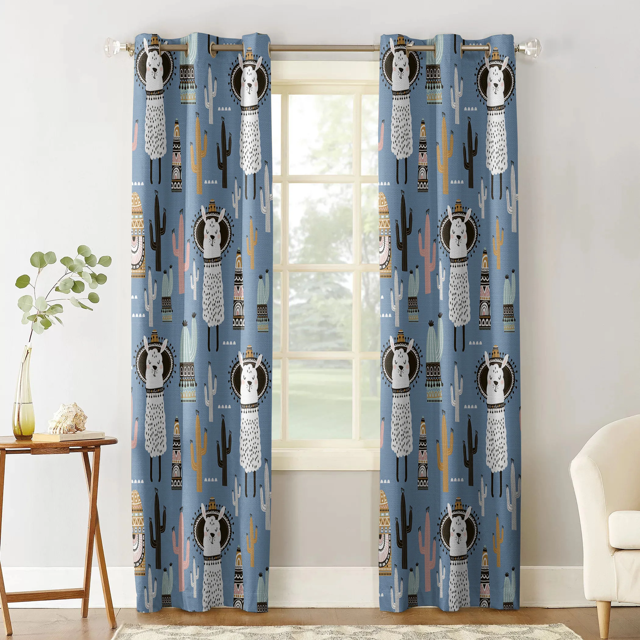 Занавески на окна с изображением кактуса из альпаки современные домашние