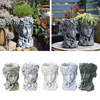 goddess statue succulent flowerpotlady face planter portrait sculpture art plant flower pot potted planting container