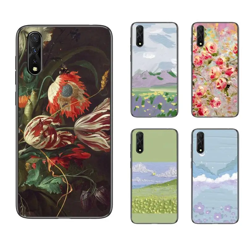 

Art Retro Oil Painting Flowers Phone Case For vivo Y53 Y55 Y66 Y67 Y69 Y71 Y75 Y79 Y81 Y83 Y85 Y91 Y81S Y97 x9s x20 plus cover