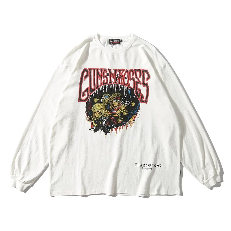 Белый UNCLEDONJM Streetwear Women T Shirt Long Sleeve Harajuku Tshirt Hip Hop Print T-shirts Autumn Causal Tops Tees Tops ME-1990 - Цвет: Белый