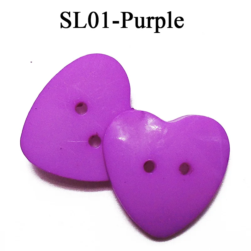 SL01-purple ZIEENE 5 шт.-50 шт Смешанные 12 Цветов, украшенная большим сердечком; Пластик кнопки 25X25 мм Diy Швейные Скрапбукинг для детей ручной работы с 2 отверстиями - Цвет: SL01-purple