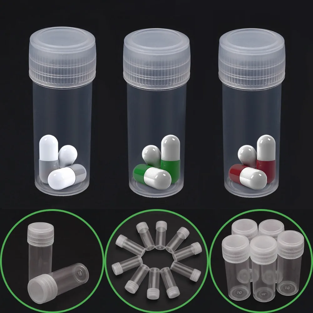 

10Pcs 5ml Plastic Sample Bottle Small Bottle Test Tube Mini Bottles Storage Containers Translucent Refillable Bottle Make Up Jar