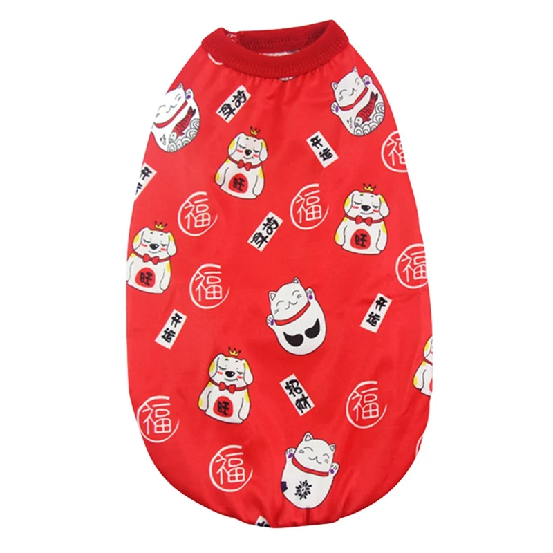 R Одежда для питомцев, кошек, мультиков, новогодний жилет для щенков, рубашки, одежда, милый мягкий хлопковый жилет с принтом, топы для маленьких котов - Цвет: R
