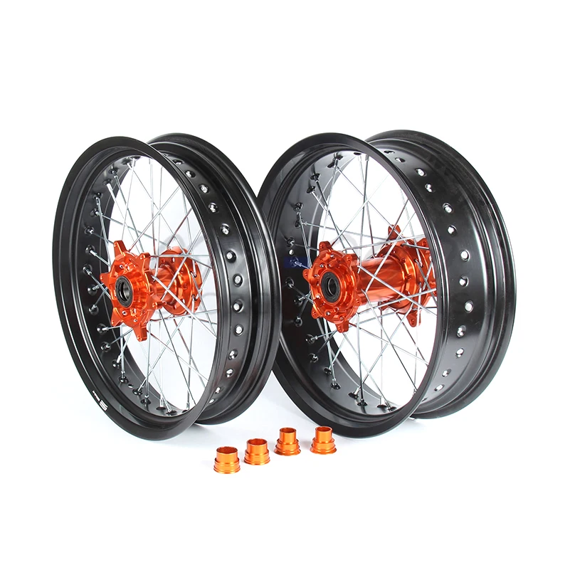 3 5/5 0*17 &quotSupermotard колеса оранжевый концентратор черным ободком для SXF EXC R XC F SX 300 450 125