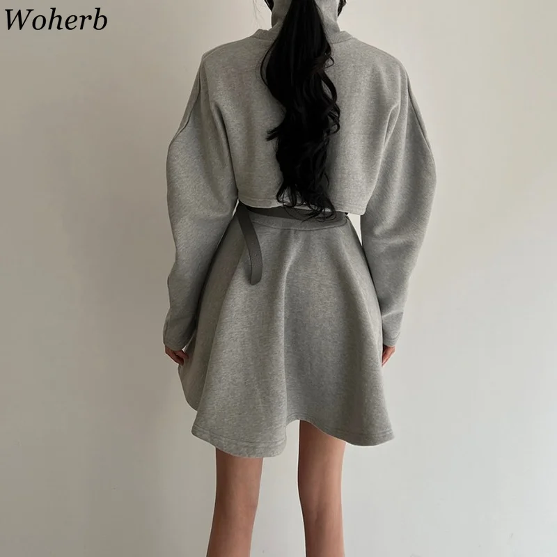 Woherb повседневный комплект из двух предметов женские укороченные пуловеры +