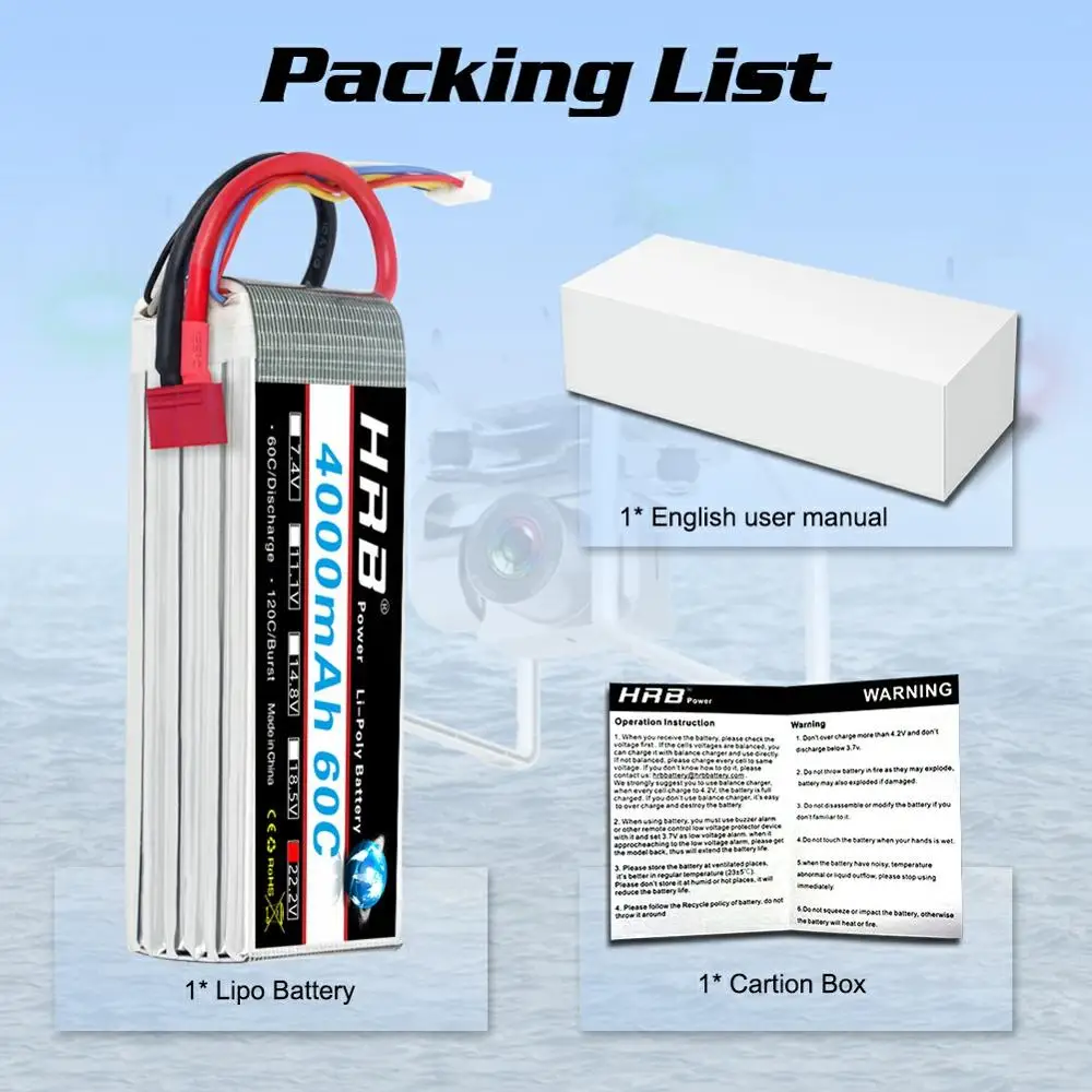 Аккумулятор HRB 3s 4s Lipo 4000 мАч 60C с разъемом XT60 для радиоуправляемого автомобиля