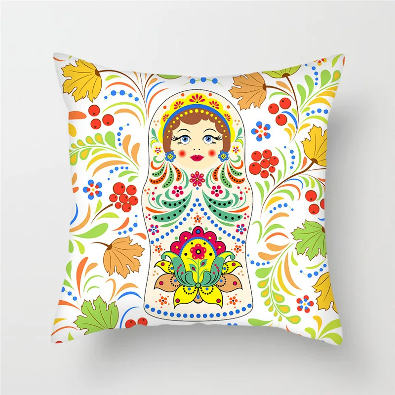 Русская кукла узор чехол для подушки из полиэстера с героями мультфильмов