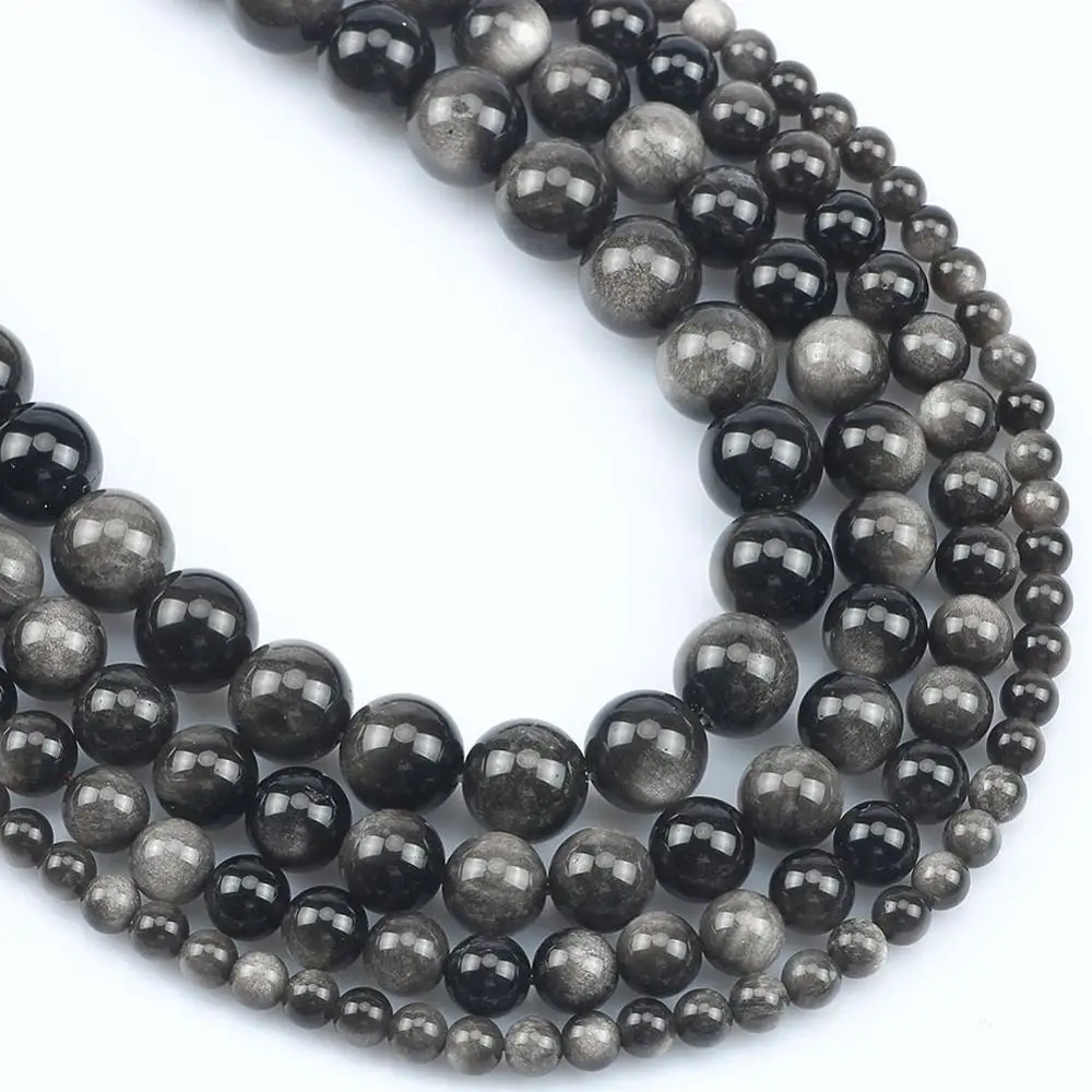 Бусины из обсидиана диаметром 6/8/10/12 мм