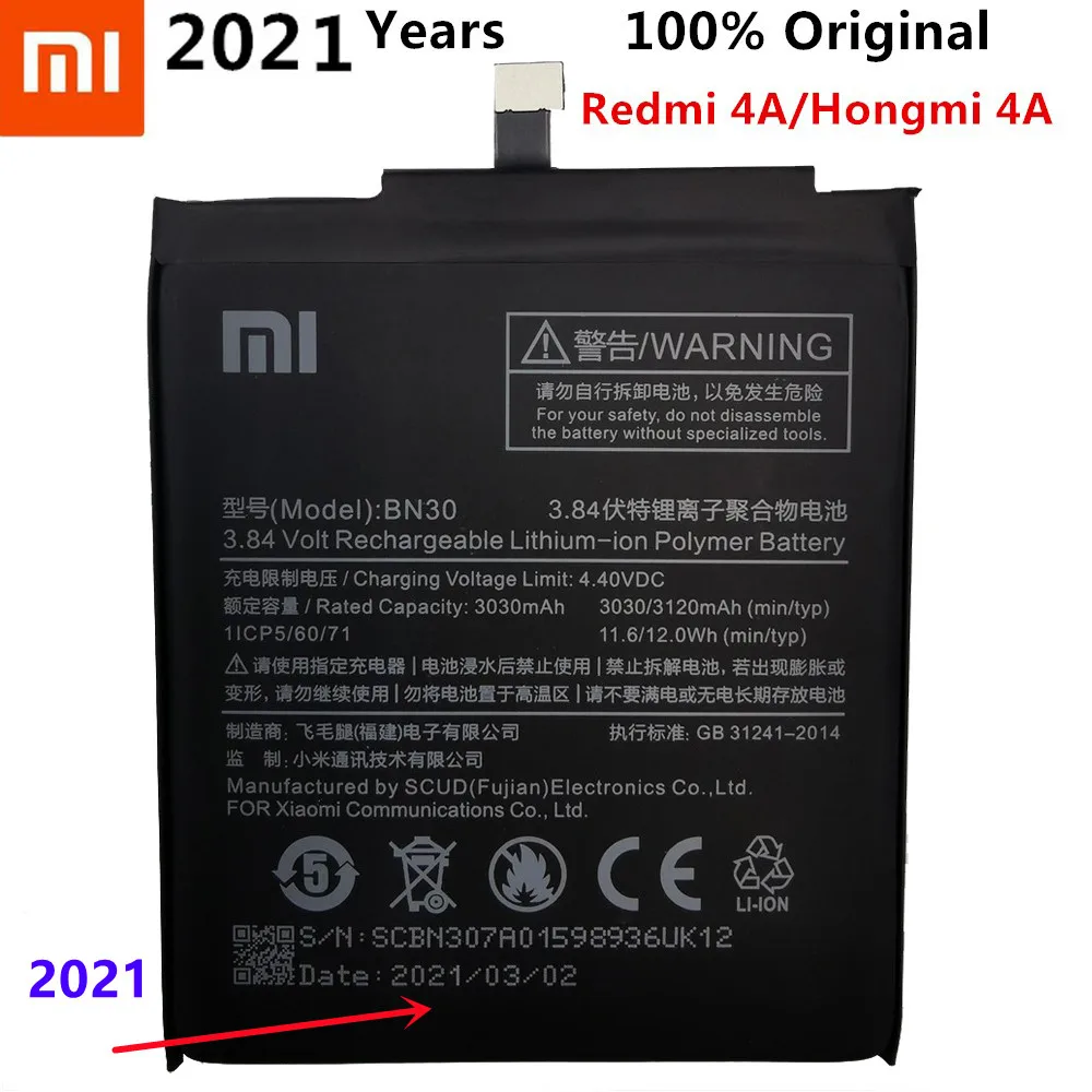 

3120mAh New high quality BN30 battery for Xiaomi Redmi 4A red rice 4a mobile phone In stock