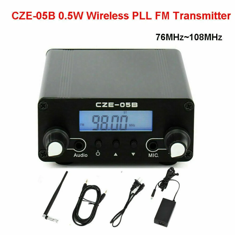 CZE 05B Беспроводная вещательная система FM стерео передатчик 12V PLL BNC Тип антенна