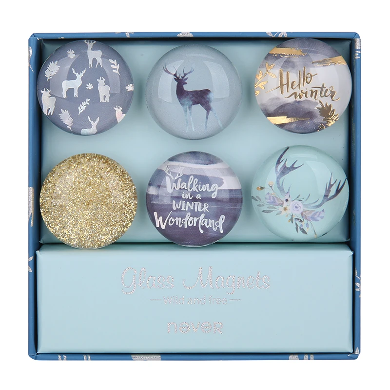Blue Never Christmas Elk 3D магнитная доска, наклейки, стеклянные магниты, шпильки для большого пальца, офисные настенные декоративные булавки, Подарочные канцелярские товары - Цвет: Blue