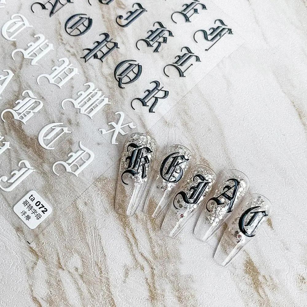 

2022 Hot Retro Gothic Letter Embossed Sticker Japanese Ultra-Thin Self-adhesive Creative DIY Nail Art Decoration Accessories
