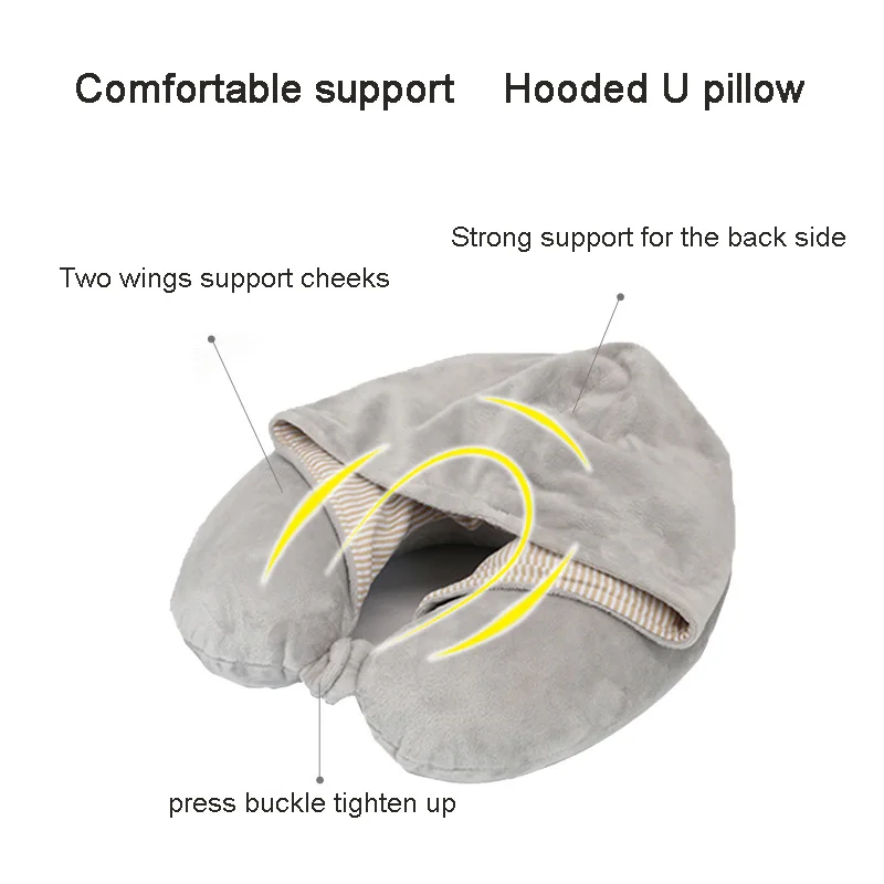 U-образная подушка для сна из пены с эффектом памяти дорожная шапкой офиса