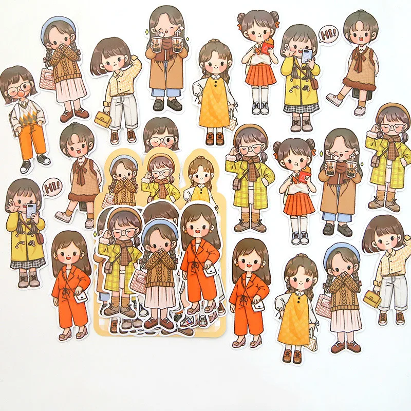 

20Pcs Cute Girls Stickers Crafts And Scrapbooking Stickers Kawaii Label Four Seasons Diary Album Decals DIY Stationery Sticker