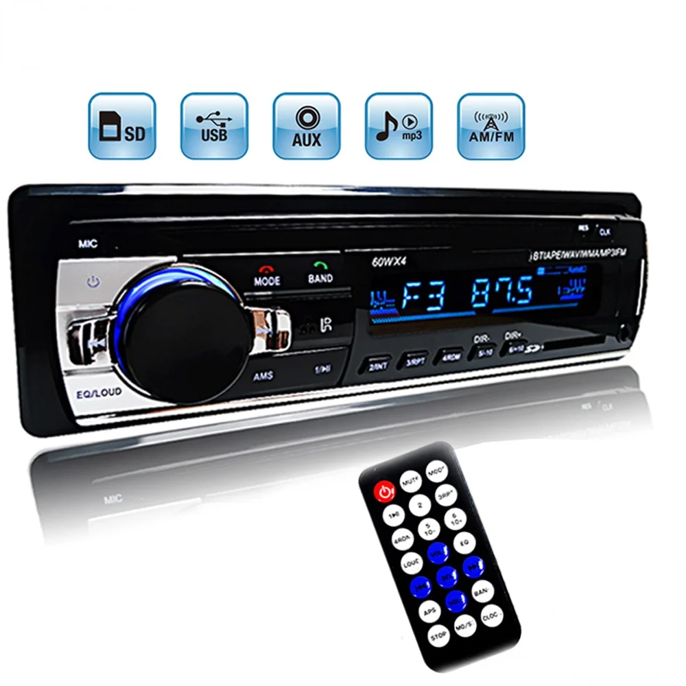

Car Radio Stereo Player Digital Bluetooth Car MP3 Player 60Wx4 FM Radio Stereo Audio Music USB/SD with In Dash AUX Input