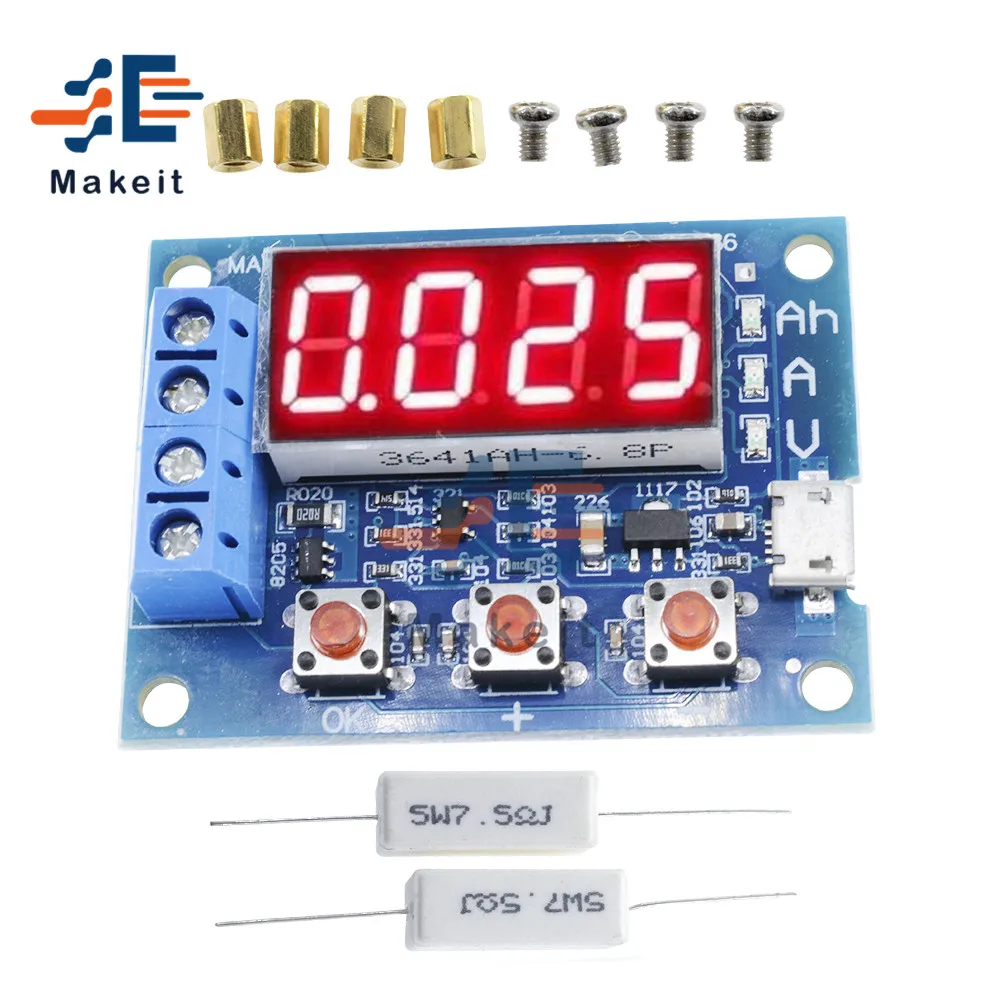 LED Digital Display ZB2L3 Battery Tester 18650 External Load Lithium Test Resistance Lead-acid Capacity Discharge Meter | Электронные