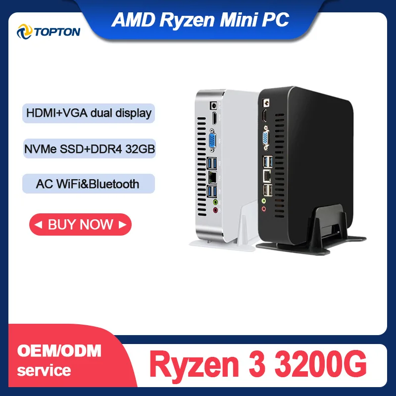 Игровой мини-ПК TOPTON AMD Ryzen 3 3200G 4 ГГц 2 * DDR4 M.2 SSD настольный компьютер Windows 10 Pro Linux HTPC Radeon Graphics AC WiFi Игровой мини-ПК TOPTON AMD Ryzen 3 3200G 4 ГГц 2 * DDR4 M.2 SSD настольный компьютер Windows 10 Pro Linux HTPC Radeon Graphics AC WiFi