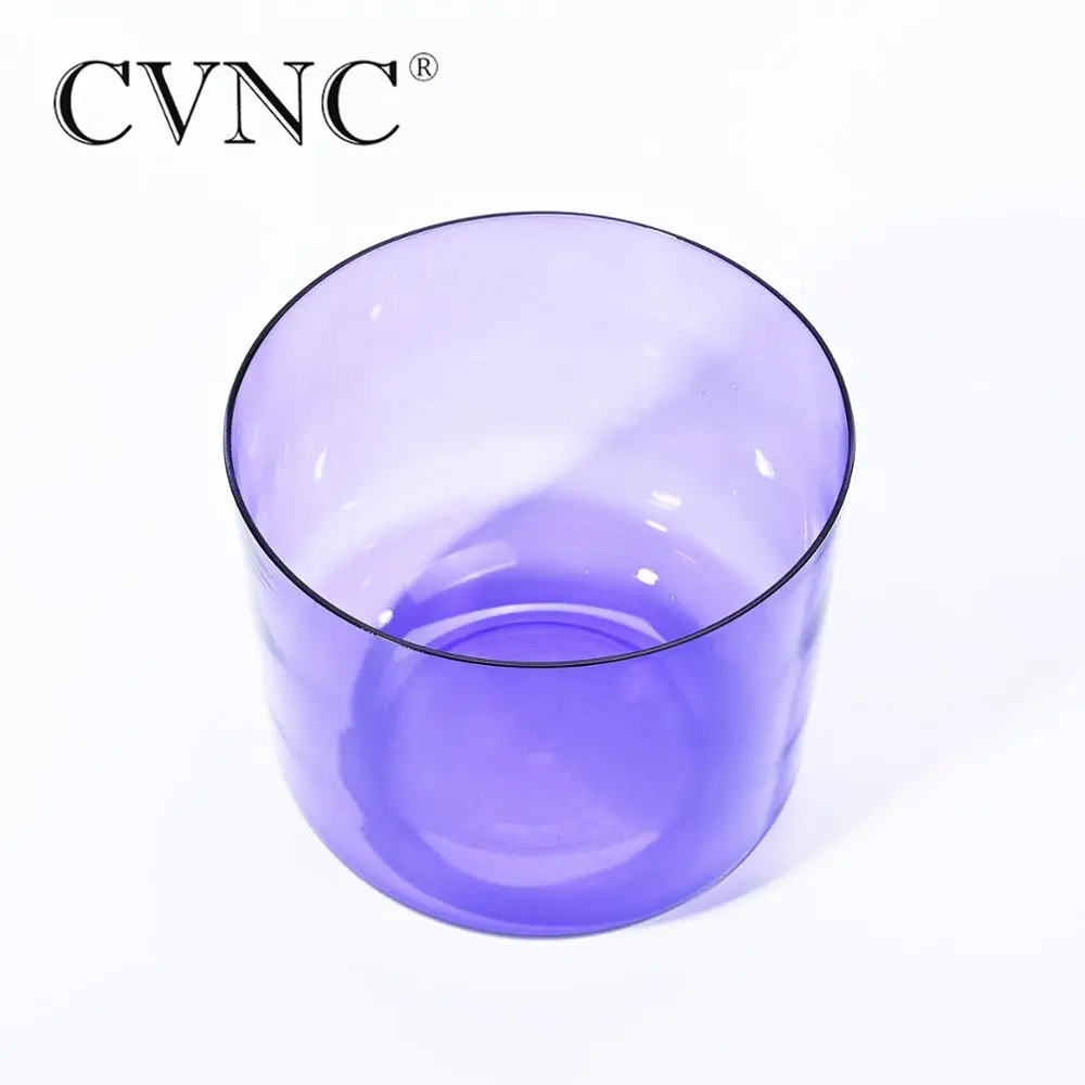 CVNC Note B Crown Crystal Singing Bowl Clear Purple 6" or 7"