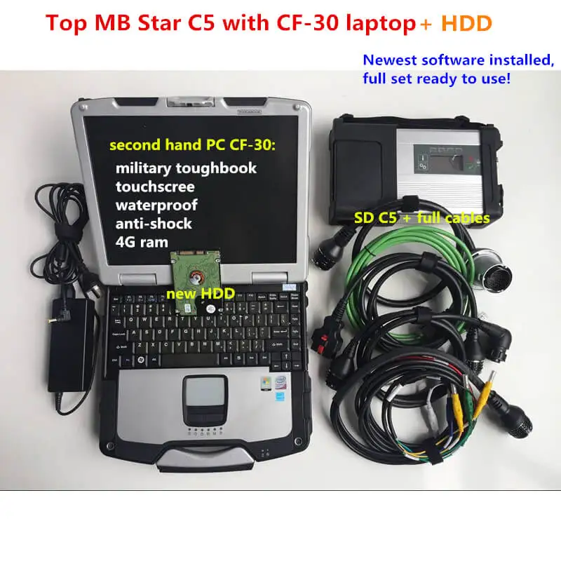 A ++ Качество MB Star C5 SD Connect + Программное обеспечение 2020 12 V HDD CF 30 ноутбук CF30 работа