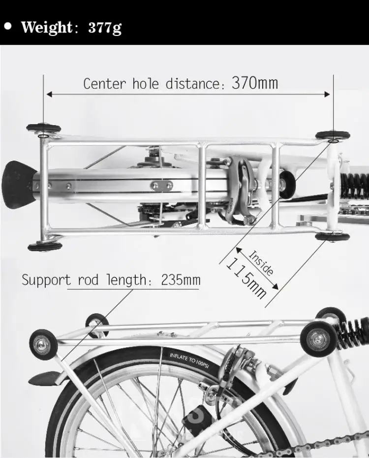 Задние велосипедные стойки Brompton, складные велосипедные грузовые стойки, легко Нажимаемые колеса, раздвижные велосипедные стойки, черный/серебристый/зеленый