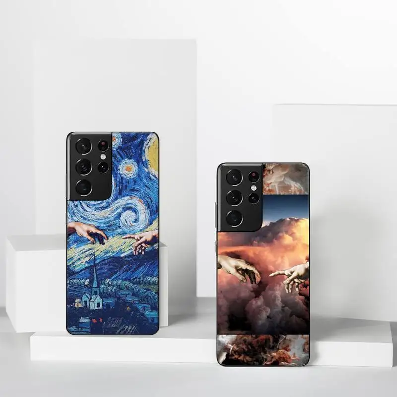 

Funny Hand The Creation of Adam Phone Case For Samsung A51 A32 A52 A71 A50 A12 A21S S10 S20 S21 Plus Fe Ultra