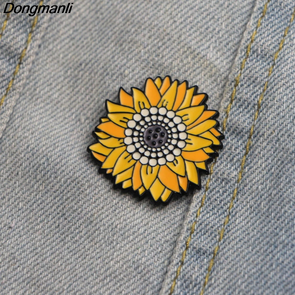 

LB381 Van Gogh Sunflower pin Sunflower Badge yellow flower brooch Metal enamel Backpack/Bag/Jeans Jewelry