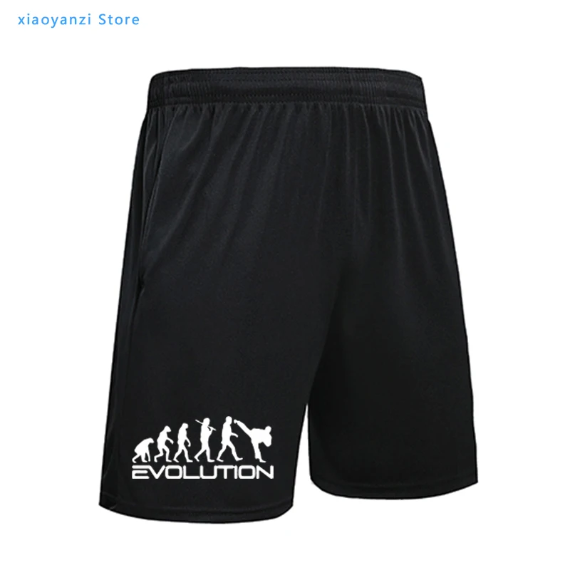 

2021 Summer running shorts Mens Human Evolution Kung Fu Fighter Printed sports Graphic Short pants Tracksuit For Men Camiseta