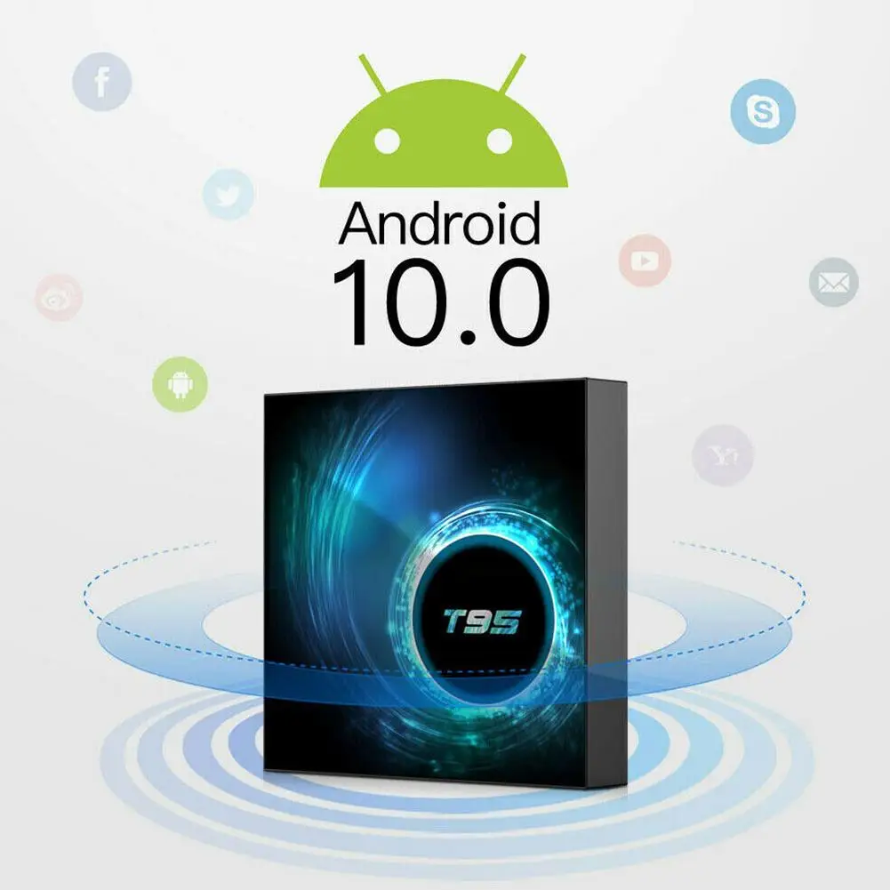 

T95 Android 10.0 TV Box 2.4G Wifi HD Media Player Quad Core 4GB RAM/32GB ROM Mini Set Top Box With IR Remote Control