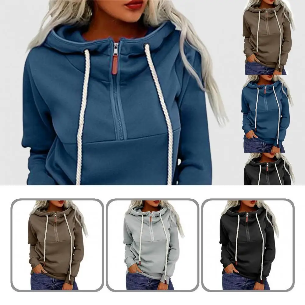

Beam Cuffs Female Women Zipper Design Beam Cuffs Pullover Hoodie Daily Wear