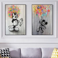 disney cartoon mickey mouse graffiti art canvas paintings poster print black white pictures wall art for bedroom home decoration