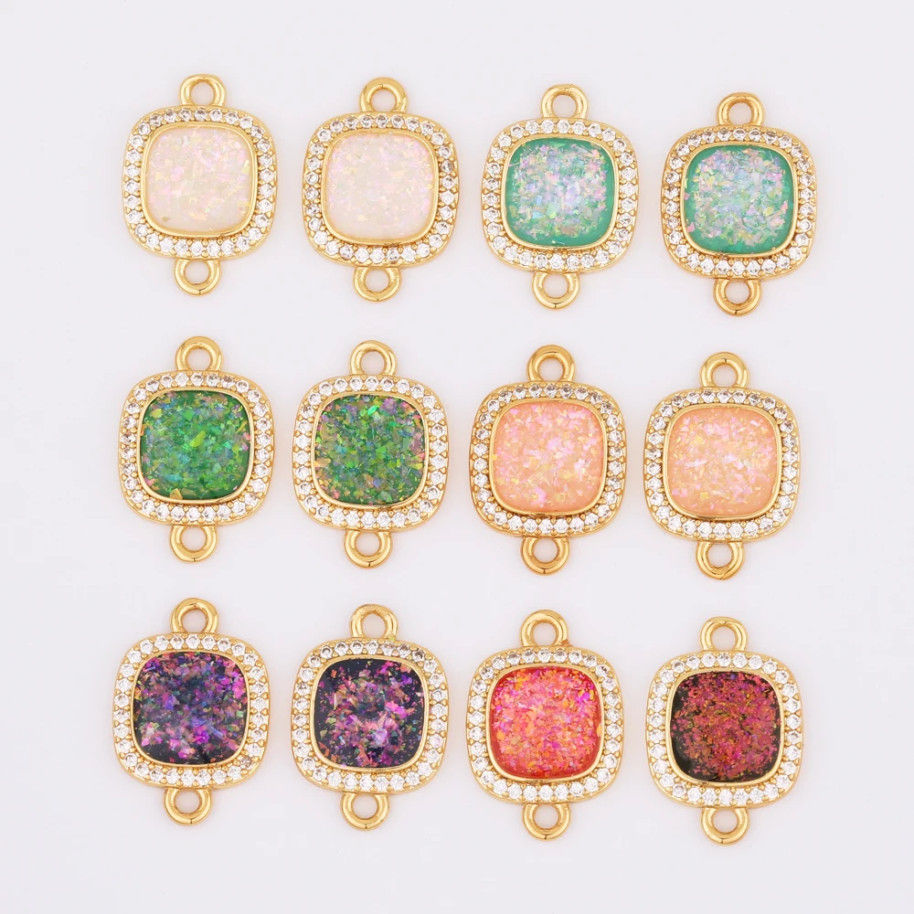 

WHSOK 20Pcs 12*18MM Connector/Square Shape/Jewelry Accessories/DIY Making/Shell Effect/Hand Made/Jewelry Findings Components