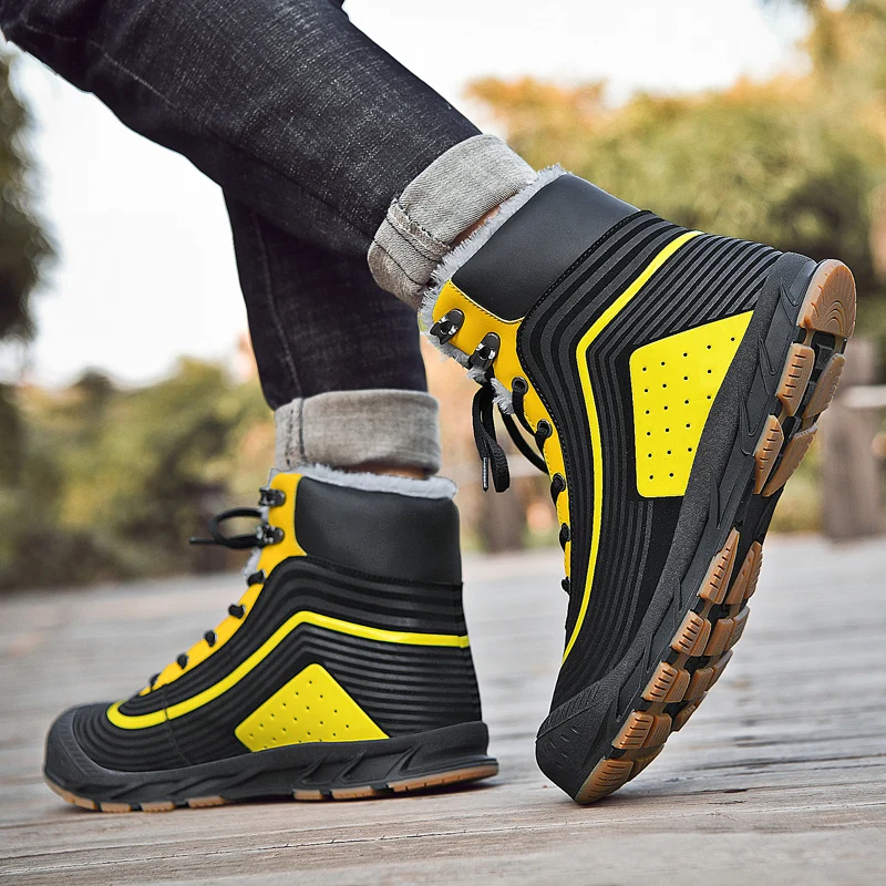 SMS Men Snow Boots High Top Hiking Shoes Durable Waterproof Anti-Slip Sneakers Outdoor Climbing Trekking Shoes Tactical Boots