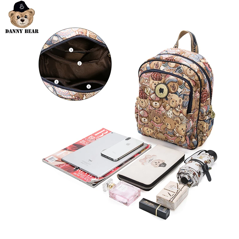 

Danny Bear Camouflage bLUE Bear Series Zipper Backpack Vintage Female Bagpack Casual College Student Bag DTB9915517