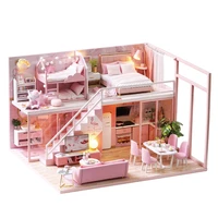 diy doll house wooden miniature furniture dollhouse kit casa music toys for children birthday christmas gifts l27
