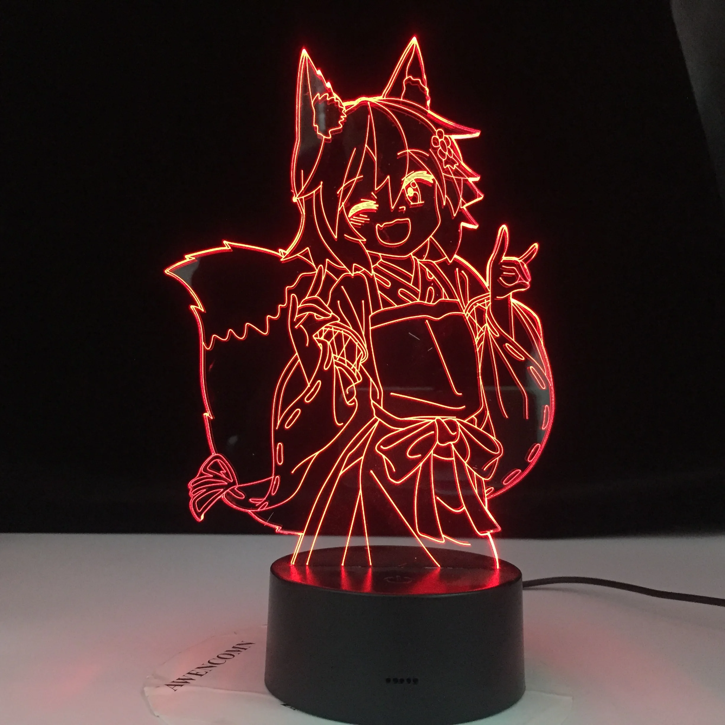 3d ночник Senko San с изображением полезной лисы изменением цветов ночсветильник
