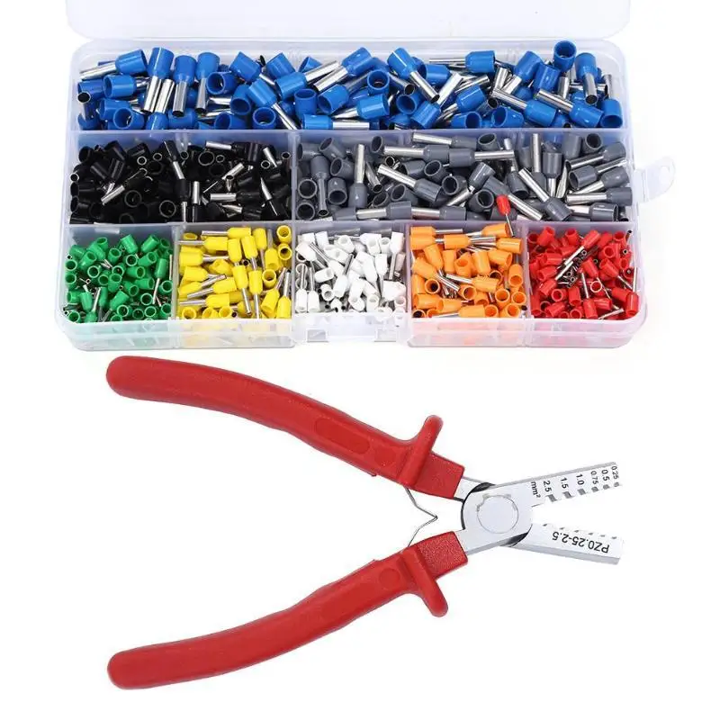 

800 PCS of Europe type tube type terminal suit cold-press terminal combination box cross-border for terminals with pliers